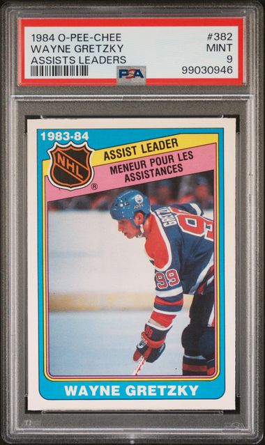 1984 O-PEE-CHEE #382 WAYNE GRETZKY ASSISTS LEADERS PSA 9