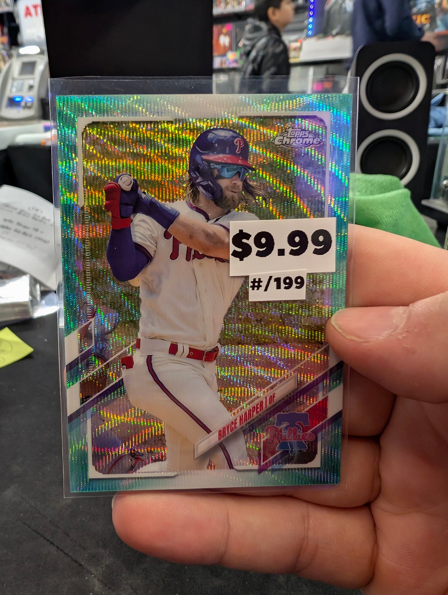 2021 Topps Chrome Bryce Harper Aqua Blue Wave /199