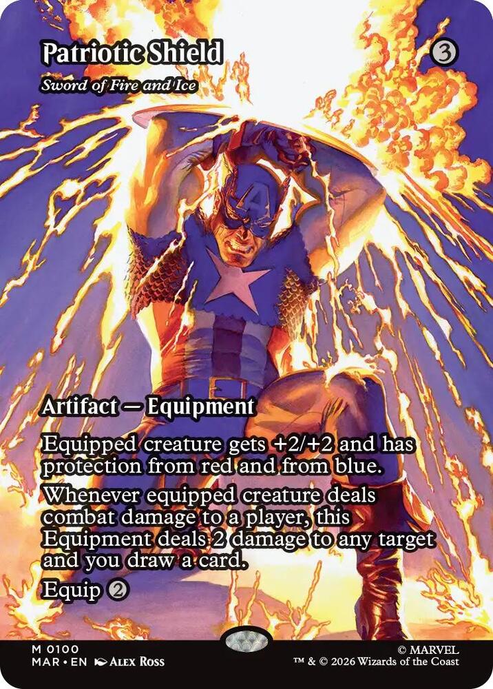 Patriotic Shield - Sword of Fire and Ice (Borderless Foil) - Marvel Universe Eternal-Legal (MAR)