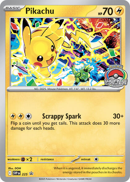 Pikachu - 225 (World Championship 2025) - SV: Scarlet & Violet Promo Cards (SVP)