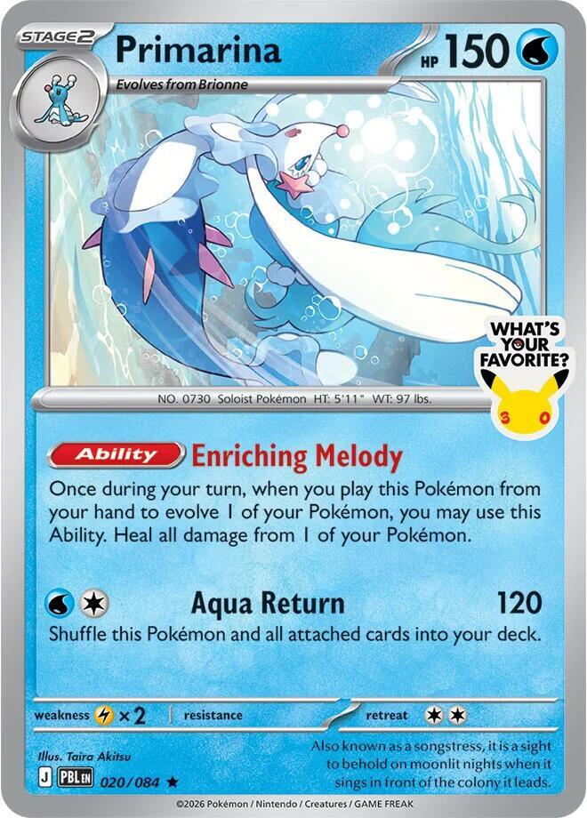 Primarina - 020/084 (What's Your Favorite Stamp) - Miscellaneous Cards & Products (MCAP)
