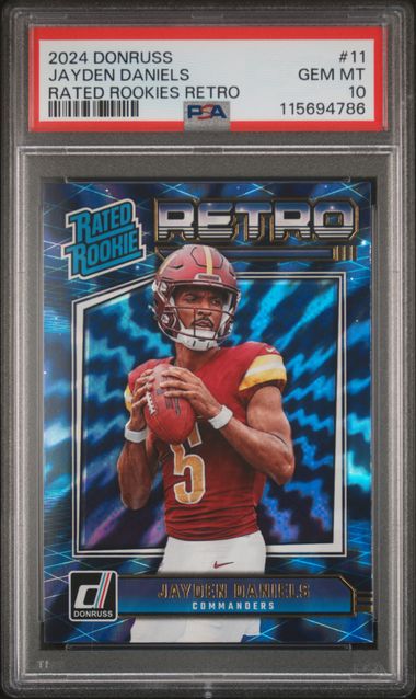 Jayden Daniels Retro Rated Rookies Blue 2024 PSA 10