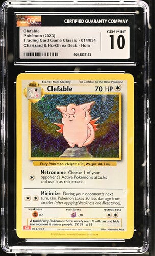 Clefable Pokemon Classic Holo 014/034 CGC 10