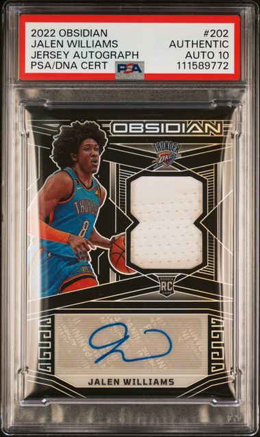Jalen Williams 2022 Obsidian Jersey PSA Cert Auto 10 /99