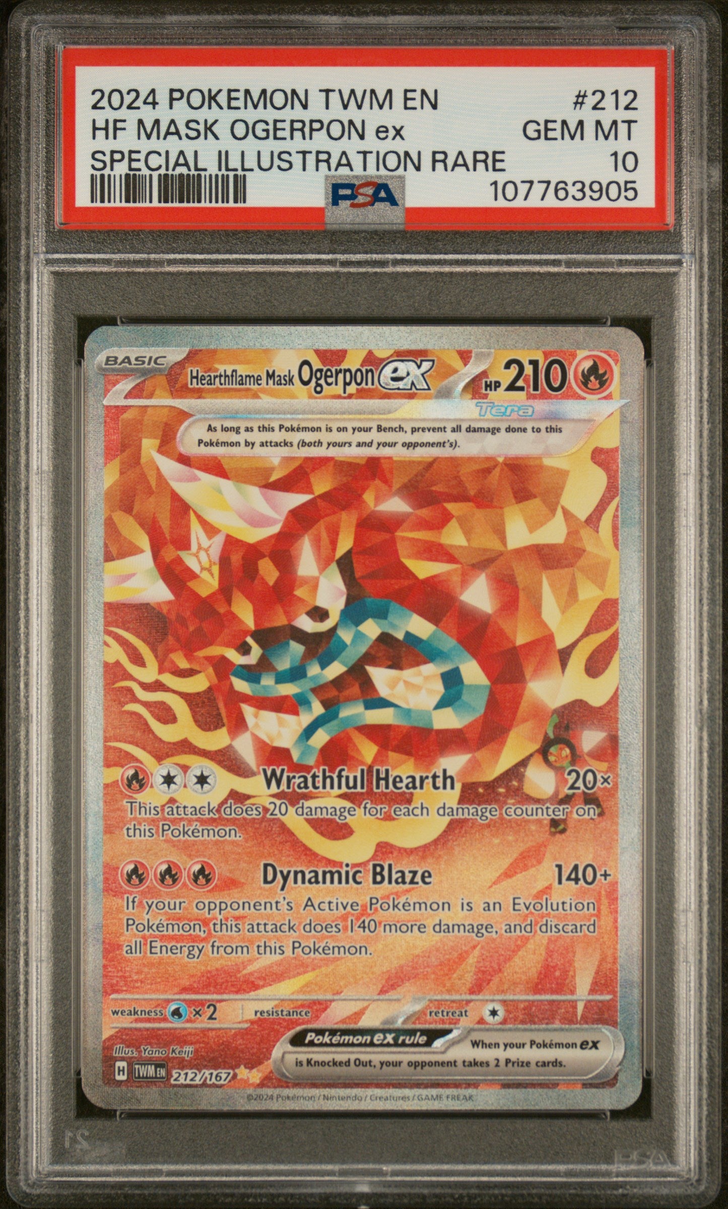 Hearthflame Mask Ogerpon EX 212/167 Special Illustration Rare PSA 10