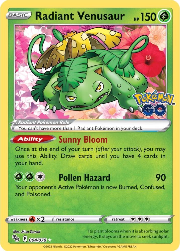 Radiant Venusaur 004/078 Pokemon Go Reverse Holo