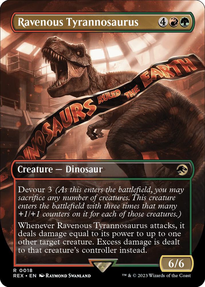 Ravenous Tyrannosaurus (Borderless) - Universes Beyond: Jurassic World Collection (REX) Foil 0018