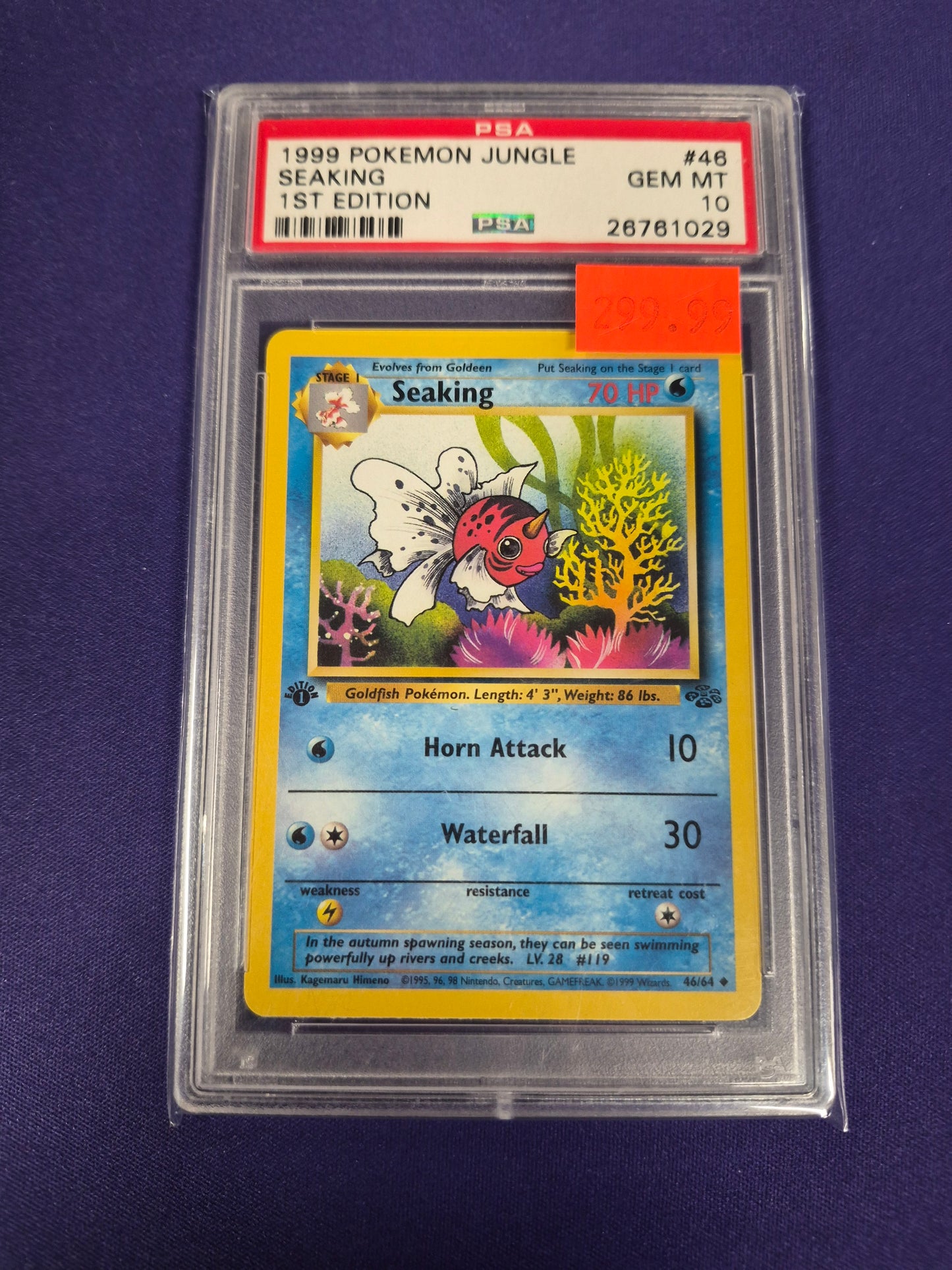 1999 POKEMON JUNGLE #46 SEAKING 1ST EDITION PSA 10