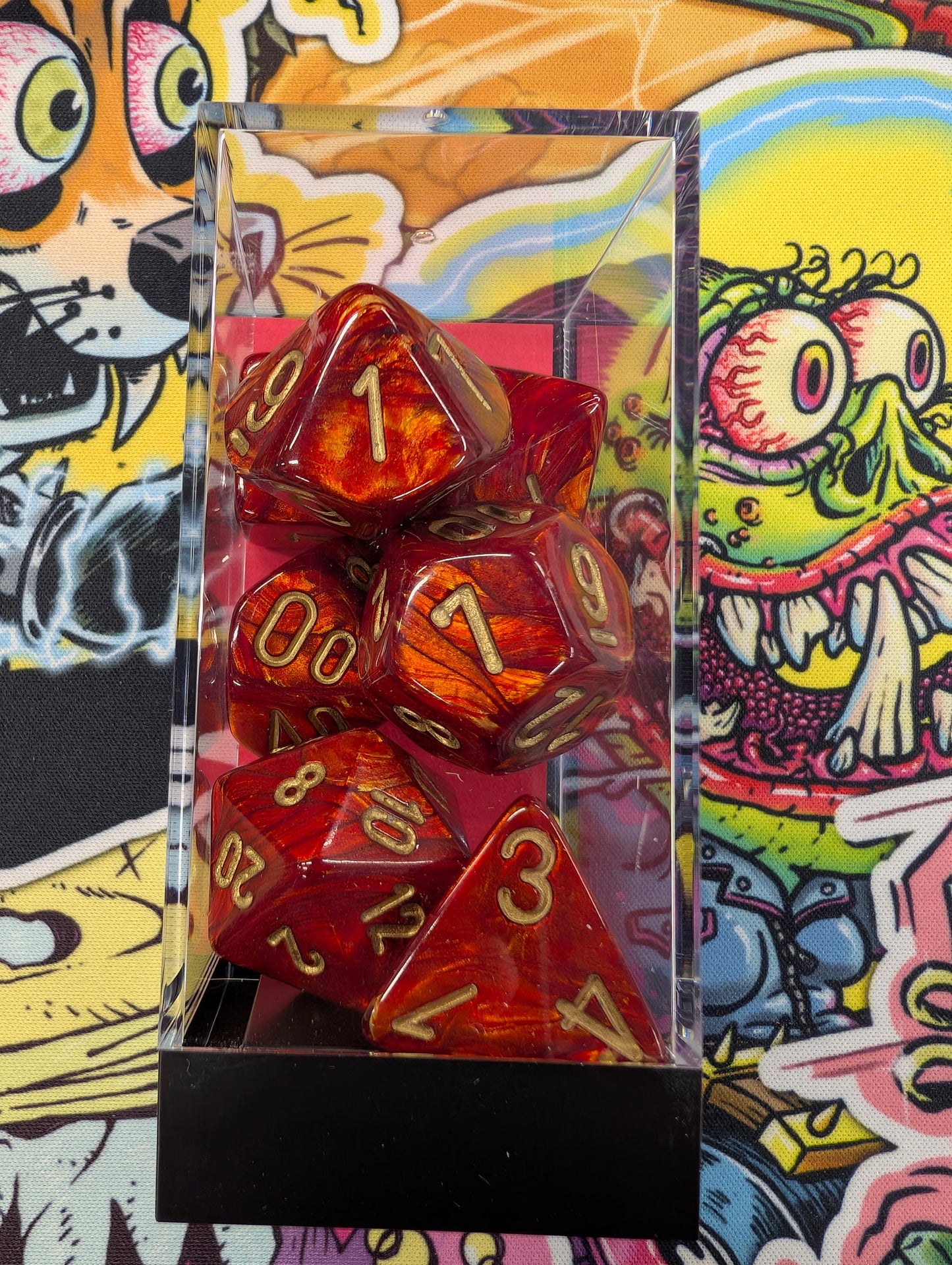 Chessex Mega-Hedral Scarab Scarlet/ Gold 7-Die Set