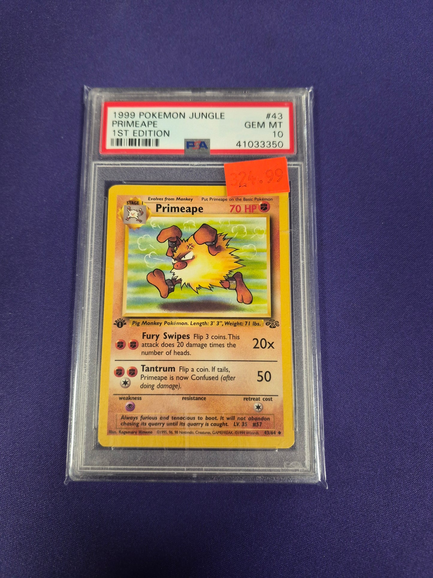 1999 POKEMON JUNGLE #43 PRIMEAPE 1ST EDITION PSA 10