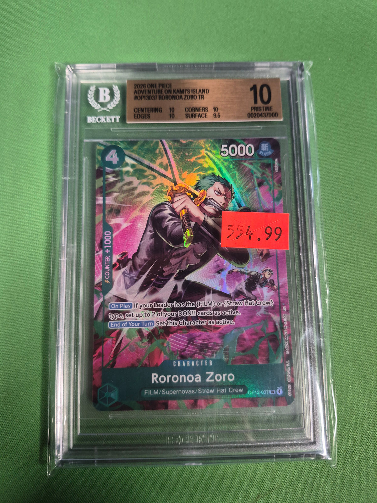 Roronoa Zoro OP13-037 TR Beckett Pristine 10