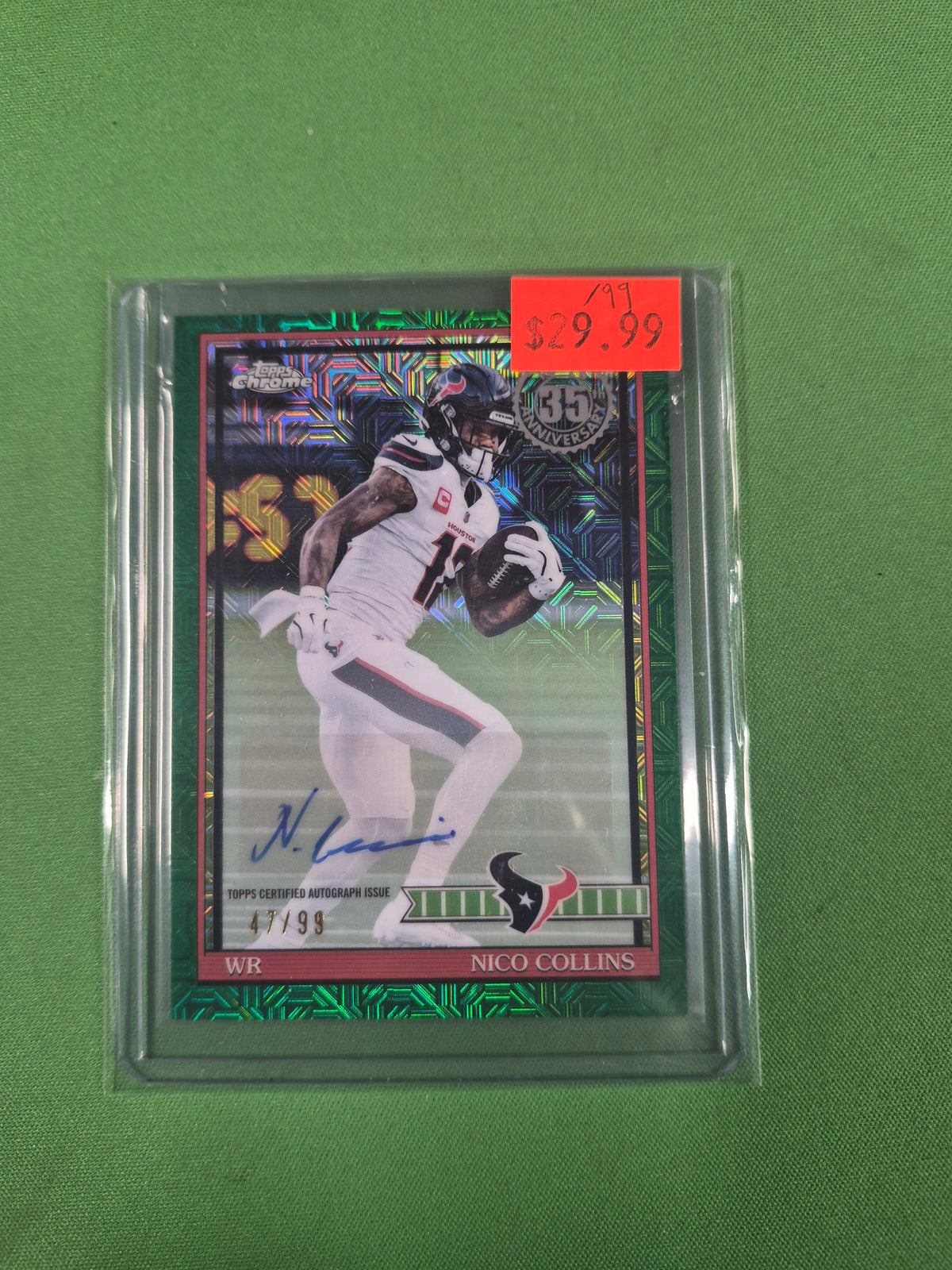 Nico Collins 2026 Topps Chrome Green Mojo Auto /99
