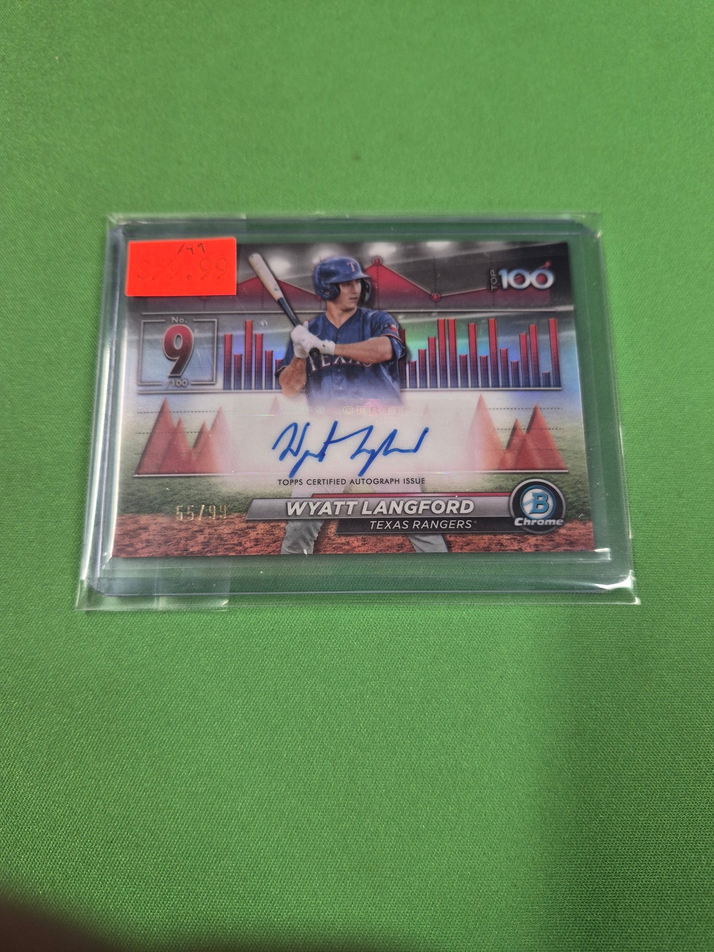 Wyatt Langford Auto /99 Bowman Chrome Top 100 2024