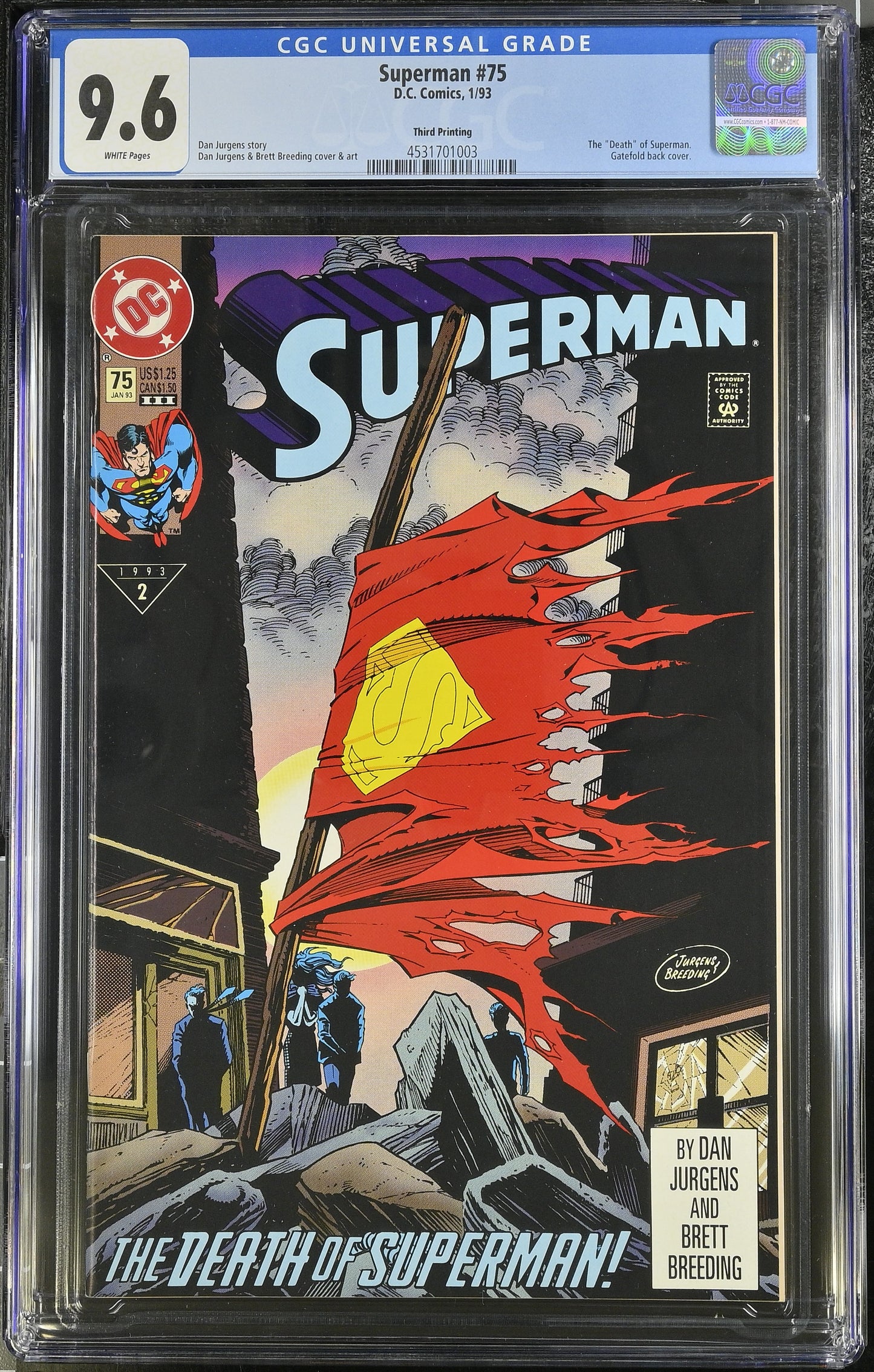 Superman #75 Third Printing CGC 9.6 The Death of Superman