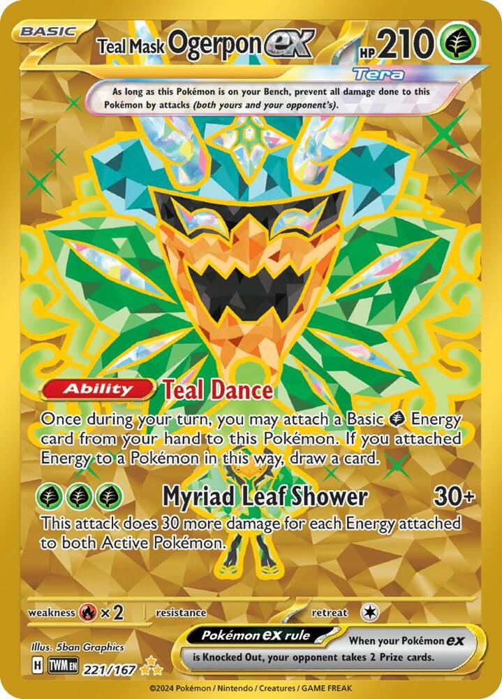 Teal Mask Ogerpon EX Hyper Rare 221/167
