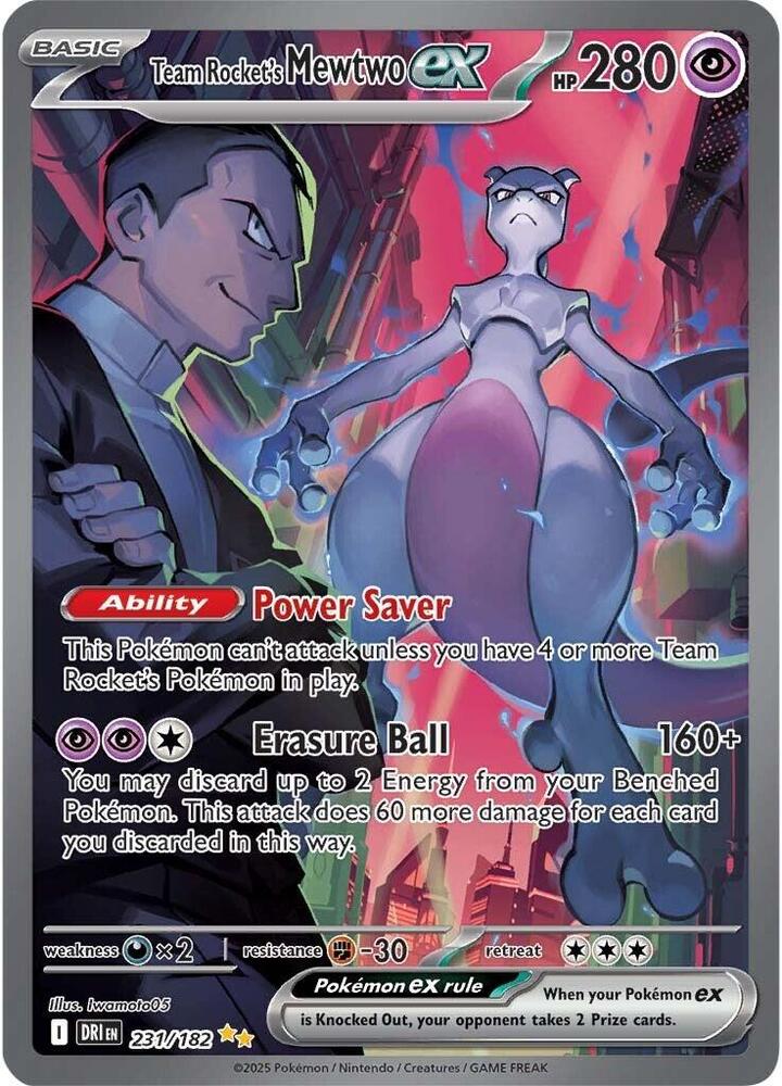 Team Rocket's Mewtwo Ex 231/182 DRI