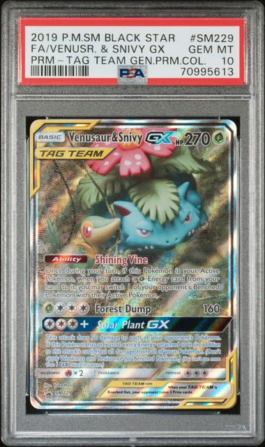 Venusuar & Snivy GX SM229 Promo PSA 10