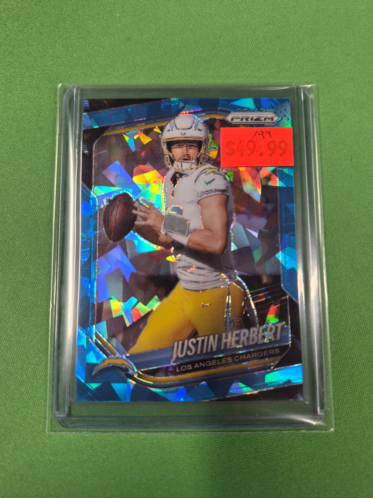 Justin Herbert 2025 Blue Cracked Ice Prizm /99 #215