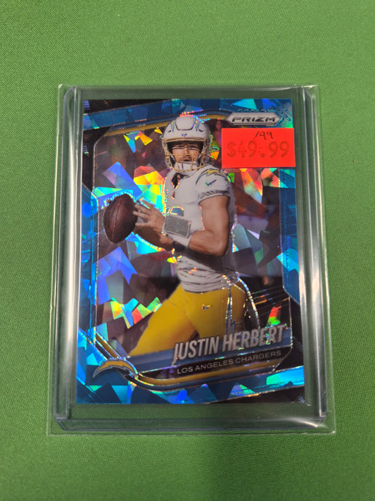 Justin Herbert 2025 Blue Cracked Ice Prizm /99 #215