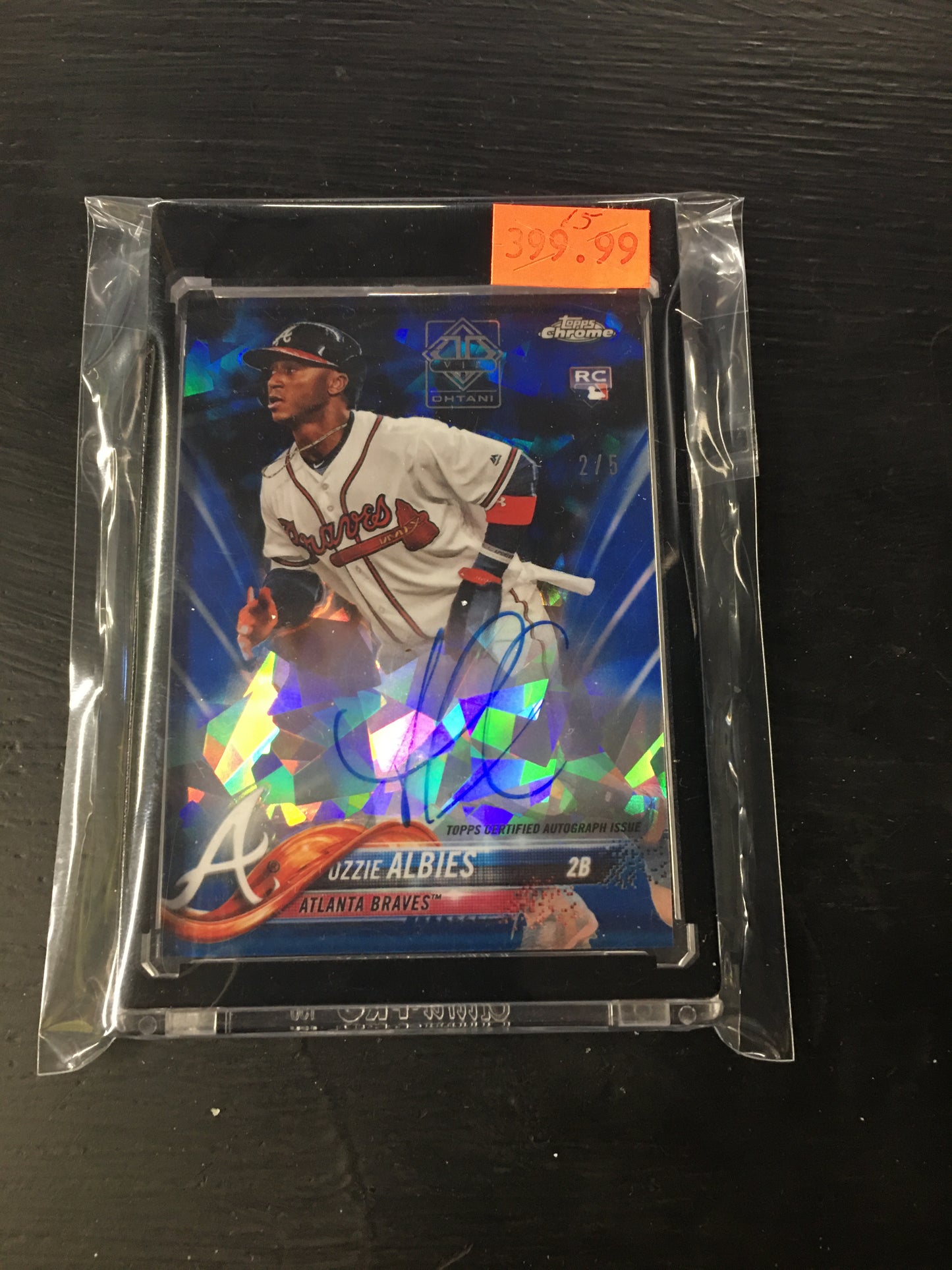 Ozzie Albies Sapphire Rookie Auto /5 Topp Chrome AC-OA