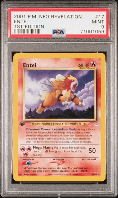 2001 POKEMON NEO REVELATION #17 ENTEI 1ST EDITION PSA 9