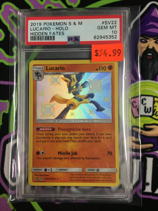 Lucario Pokémon S&M Hidden Fates Baby Shiny PSA 10