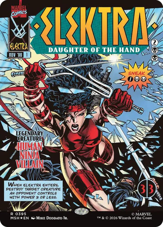 Elektra, Daughter of the Hand (Borderless Foil) (0395) - Marvel Super Heroes (MSH)