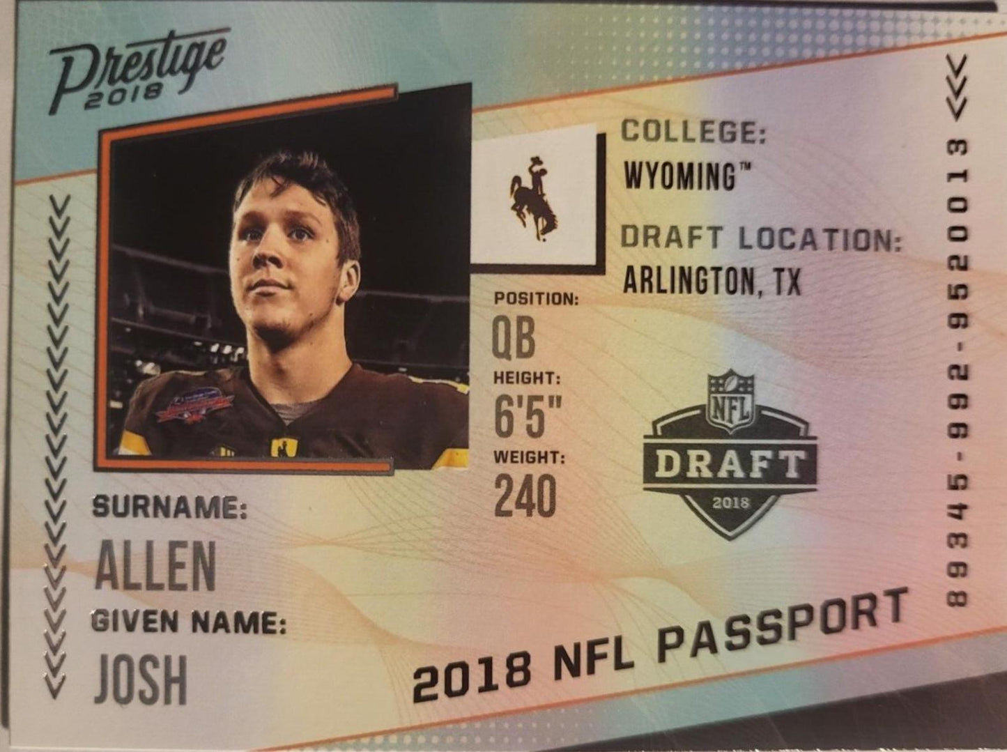 Josh Allen 2018 Prestige NFL Passport PP-JA
