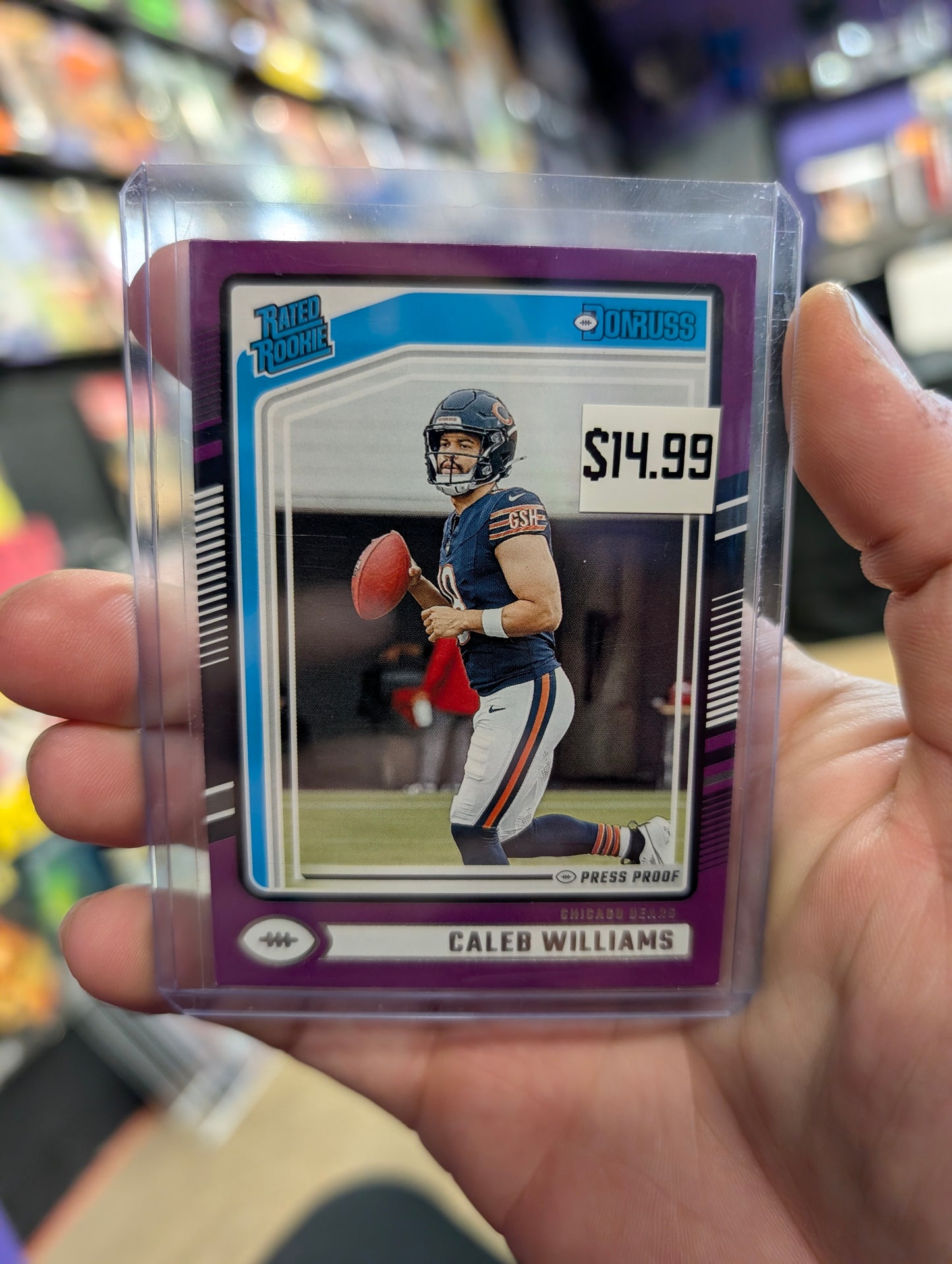Caleb Williams Donruss Rated Rookie Purple Press Proof RC