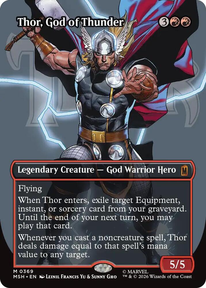 Thor, God of Thunder (Borderless Foil) (0369) - Marvel Super Heroes (MSH)