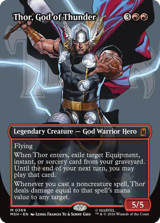 Thor, God of Thunder (Borderless Foil) (0369) - Marvel Super Heroes (MSH)
