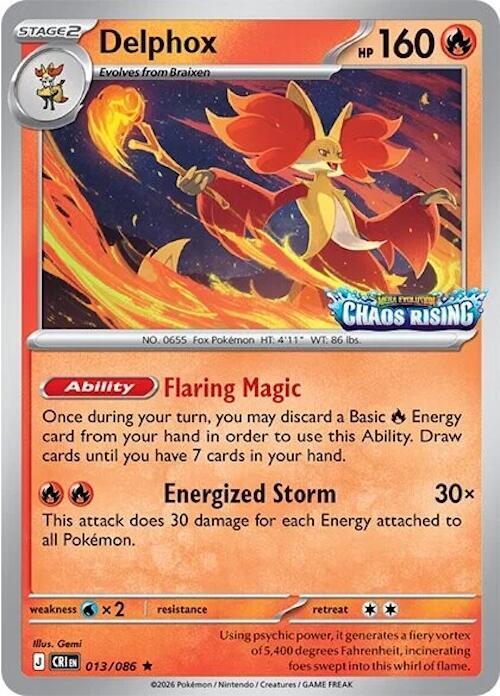 Delphox - 013/086 (Chaos Rising Stamped) - Sealed Miscellaneous Cards & Products (MCAP)