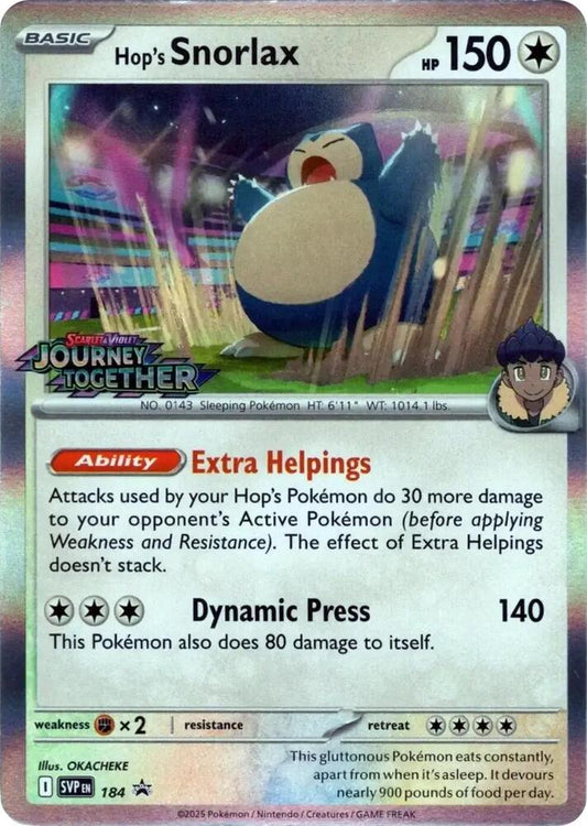 Snorlax Prerelease Journey Together Stamp Promo #184