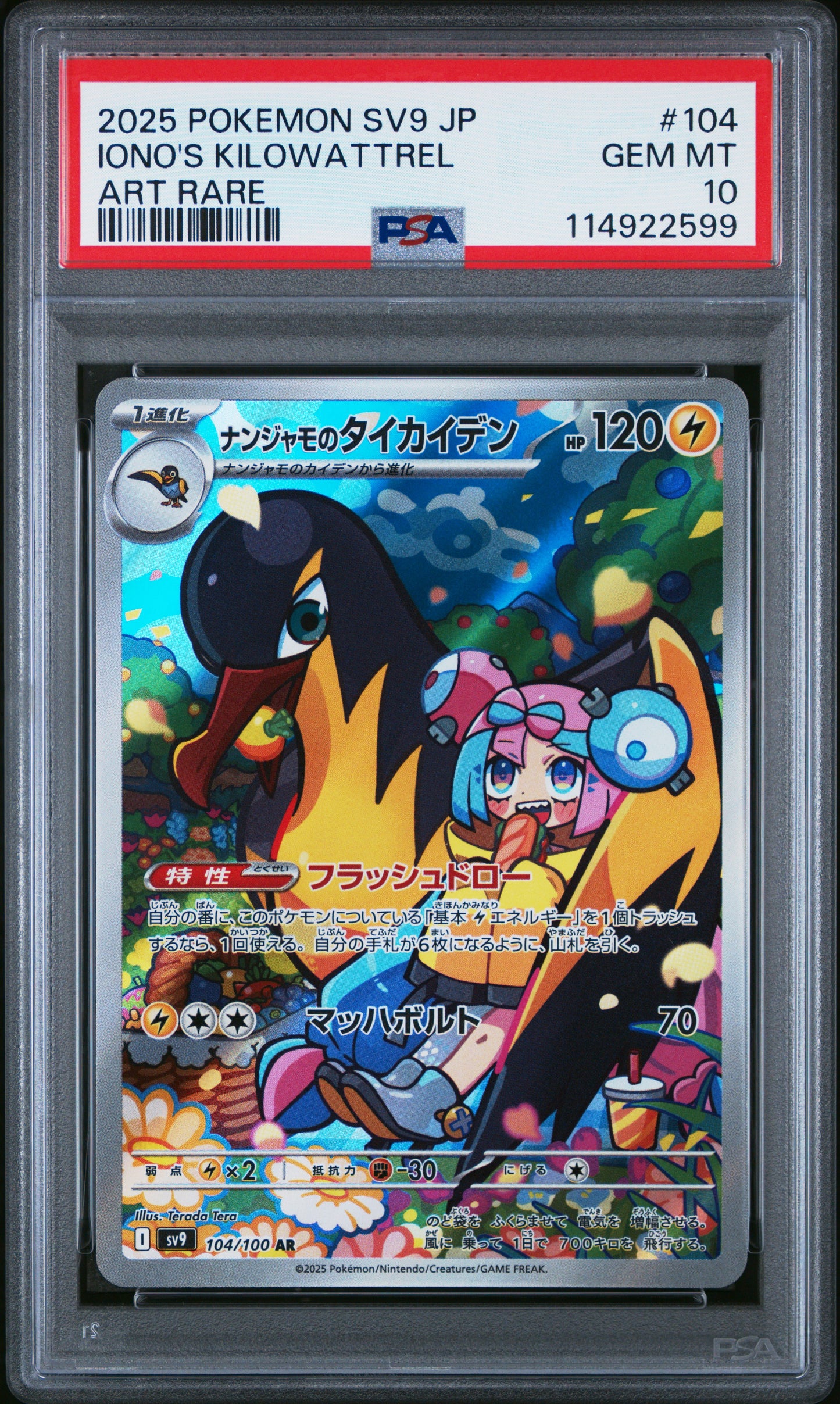 Iono's Kilowattrel Art Rare Japanese PSA 10