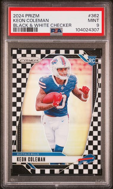 Keon Coleman Black and White Checker 2024 Prizm PSA 9
