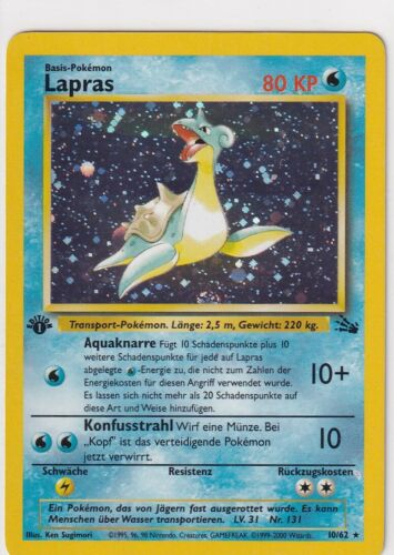 Lapras 1st Edition Holo Fossil LP 10/62