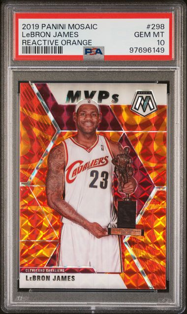 2019 PANINI MOSAIC #298 LeBRON JAMES REACTIVE ORANGE PSA 10