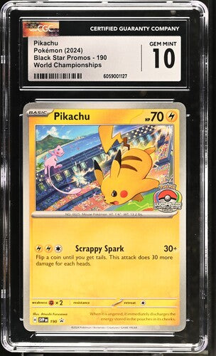 Pikachu Black Star Promo 190 World Championships CGC 10