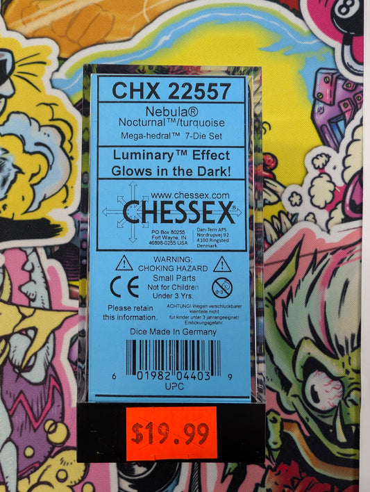 Chessex Mega-Hedral Nebula Nocturnal/Turquoise (Glow) 7-Die Set