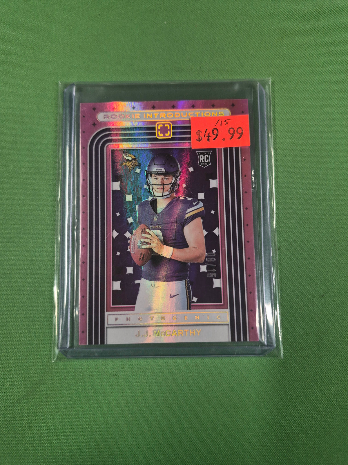 JJ McCarthy Rookie Introductions Pink /15 #2 Photogenic