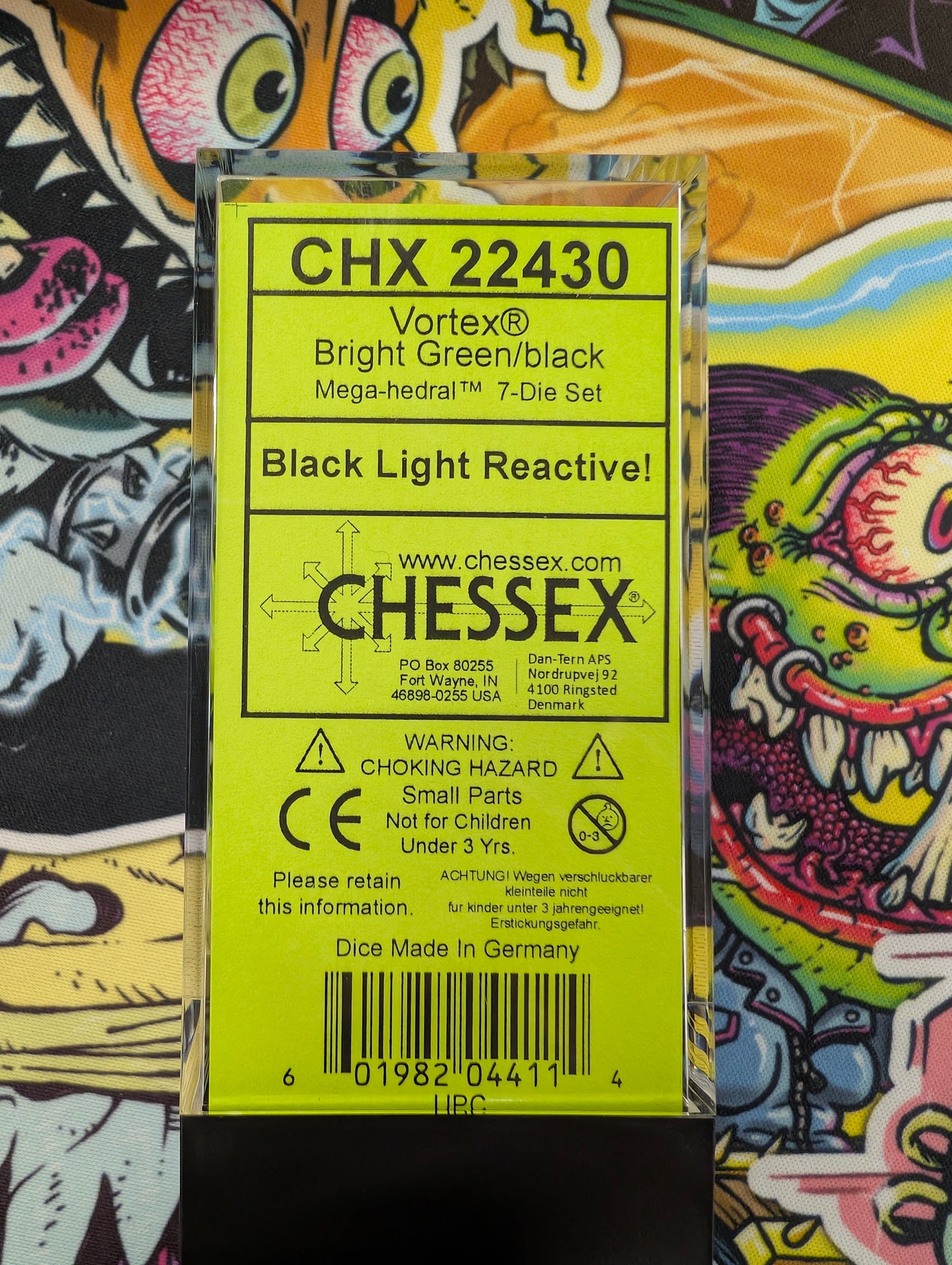 Chessex Mega-Hedral Vortex Bright Green (Blacklight) 7-Die Set