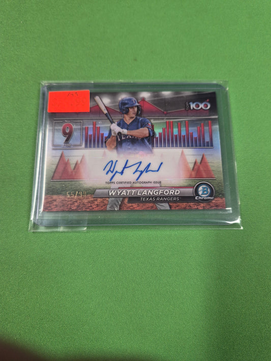 Wyatt Langford Auto /99 Bowman Chrome Top 100 2024