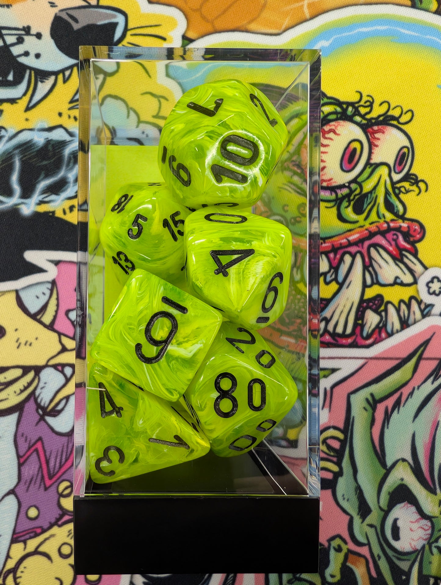 Chessex Mega-Hedral Vortex Bright Green (Blacklight) 7-Die Set