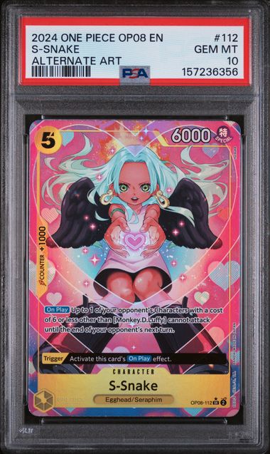 2024 ONE PIECE OP08-TWO LEGENDS #112 S-SNAKE ALTERNATE ART PSA 10