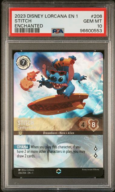 Stitch Carefree Surfer PSA 10 Enchanted 206/204