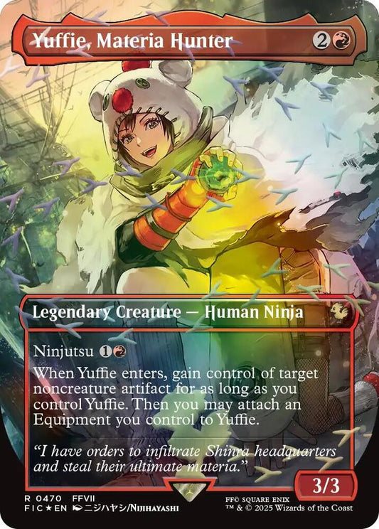 Yuffie, Materia Hunter (Borderless) (Chocobo Track Foil) - Commander: FINAL FANTASY (FIC)  0470
